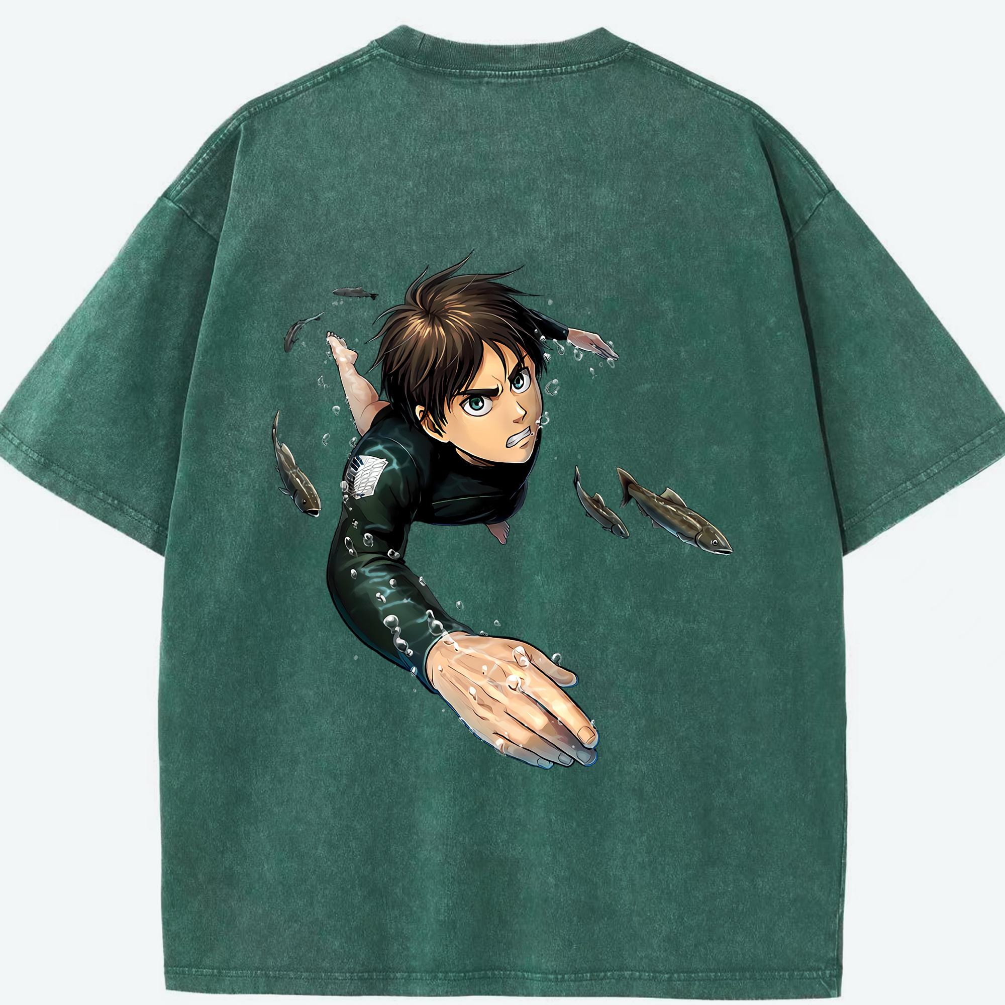 （画像用） 進撃の巨人 エレン･イェーガー Attack on Titan Eren Jäger 綿100% ヴィンテージ風 半袖Tシャツ（背面プリント）